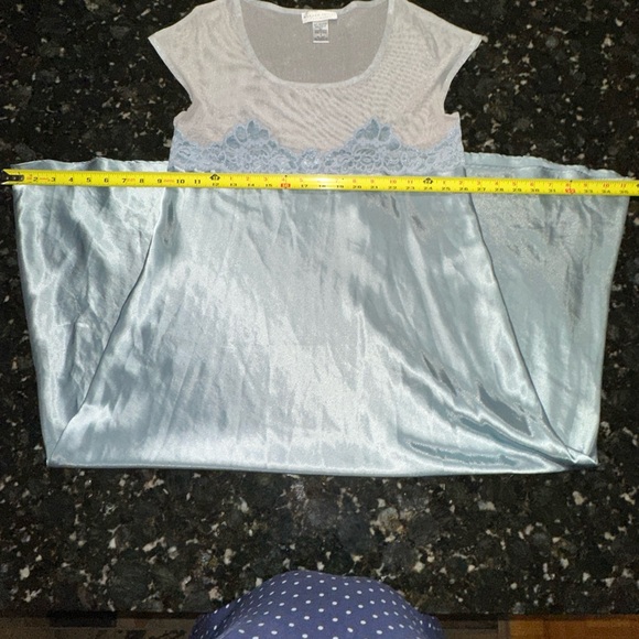 Morgan Taylor Intimates Women's Satin Nightgown SM Clay Blue Green Misty Color - Picture 10 of 11